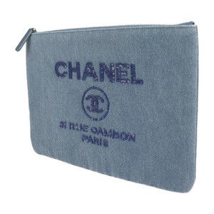 Chanel Deauville Bag Sequin Blue Denim Clutch